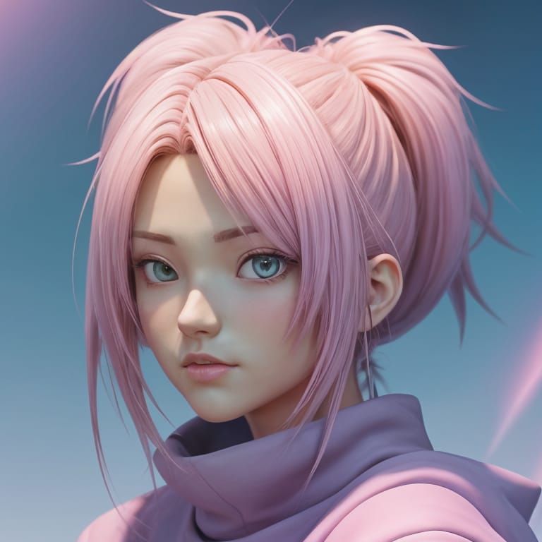 Charming Anime Girl in Vibrant, Dreamy Setting