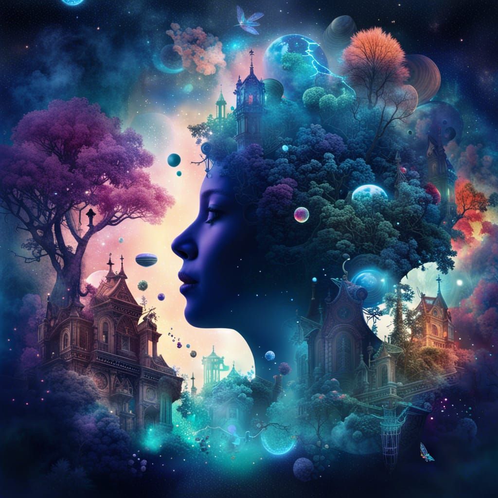 Cosmic Dreamland: A Digital Collage Masterpiece
