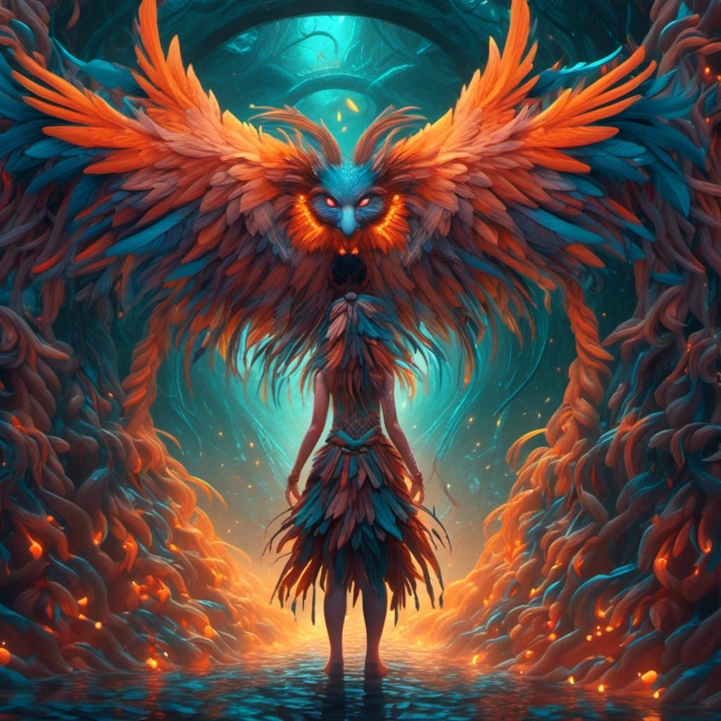 Whimsical Demon Beckons into Dark Tunnel