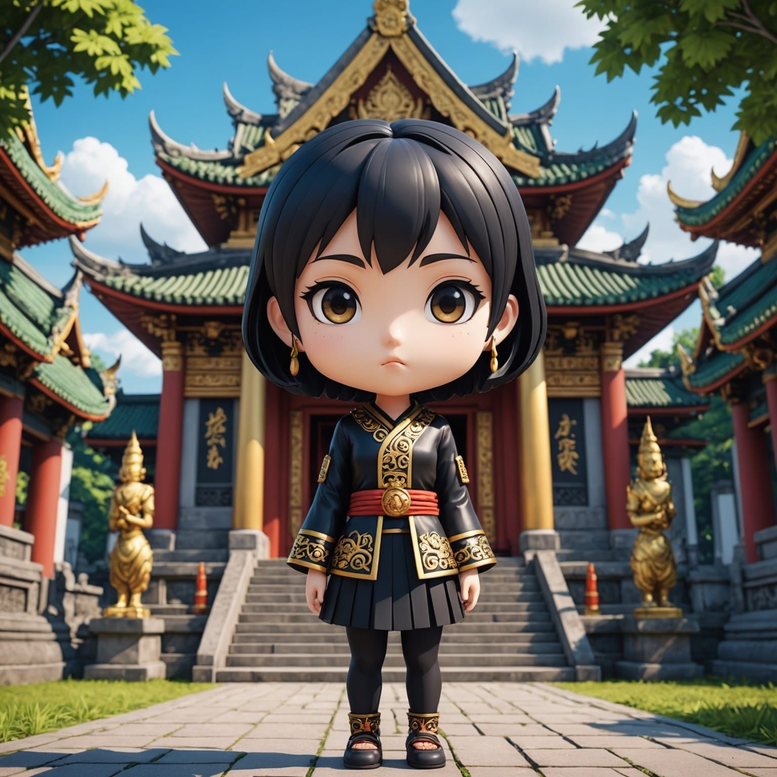 Anime Girl at Thailand Temple Gate