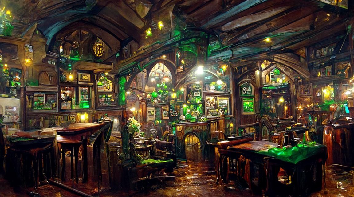 Irish Pub at Night: Celtic St. Patrick's Day Theme