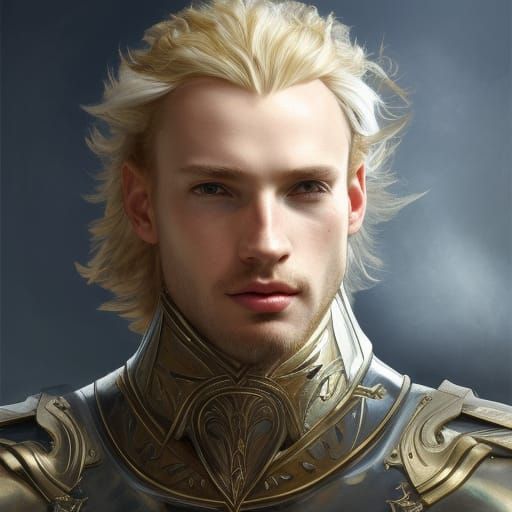 Siegfried Portrait with Knight Helmet in Art Nouveau Style