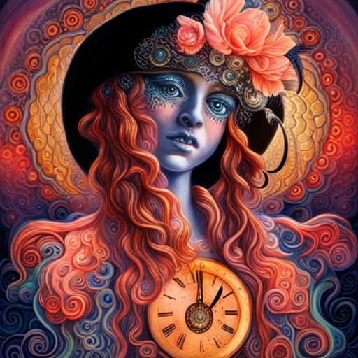 Roaring 20's Woman with Headband in Action Painting Style