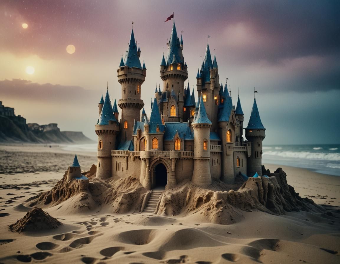 Sandcastle in Surrealist Maximalist Style