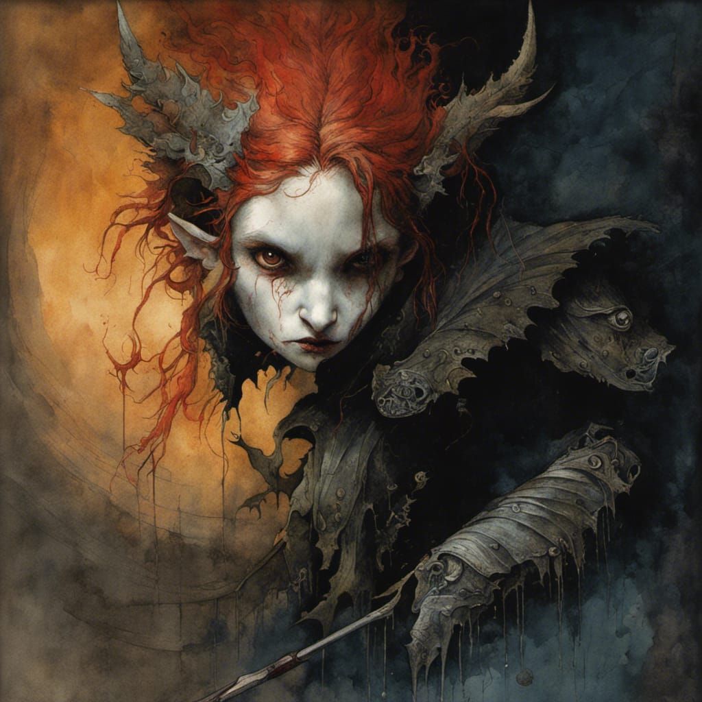 Terrifying Vampire in Watercolor Style