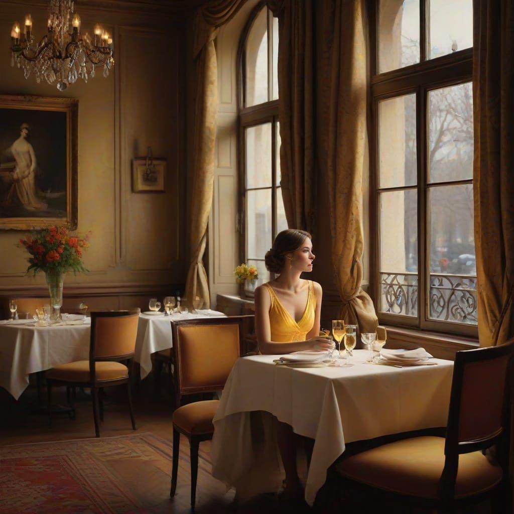 Elegant Frenchwoman in Impressionist Oil Painting
