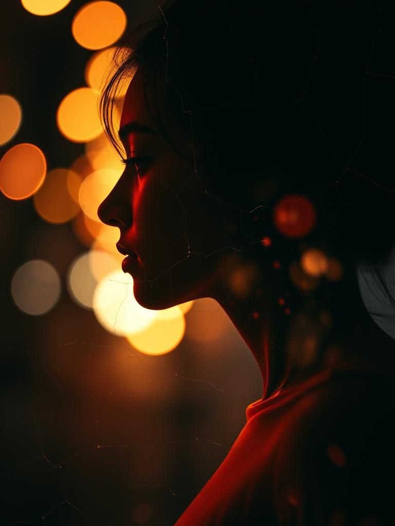 Surreal Double Exposure Portrait on Cracked Paper