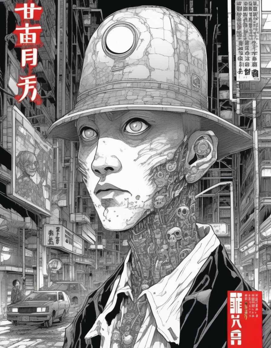 Cyberpunk Vampire Portrait in Manga Style