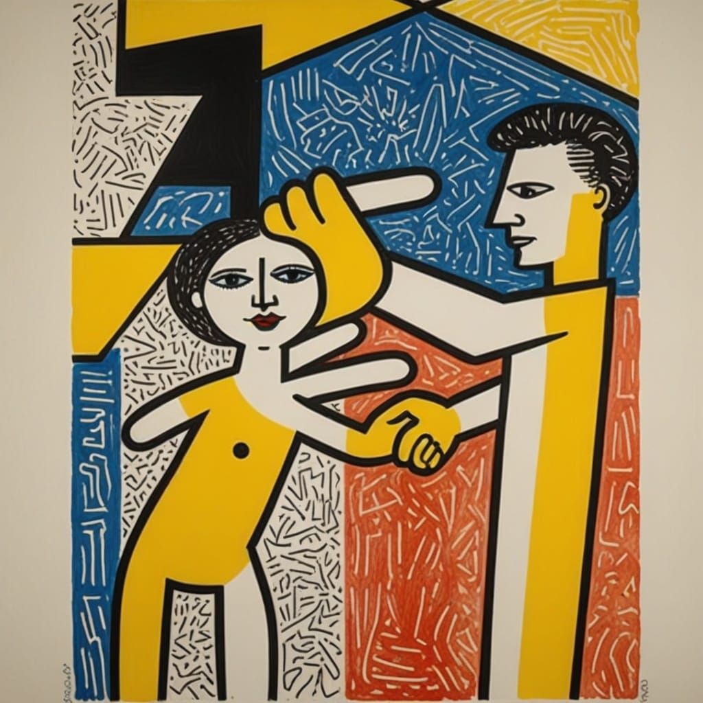 Symbolic Handshake in Modern Art Style