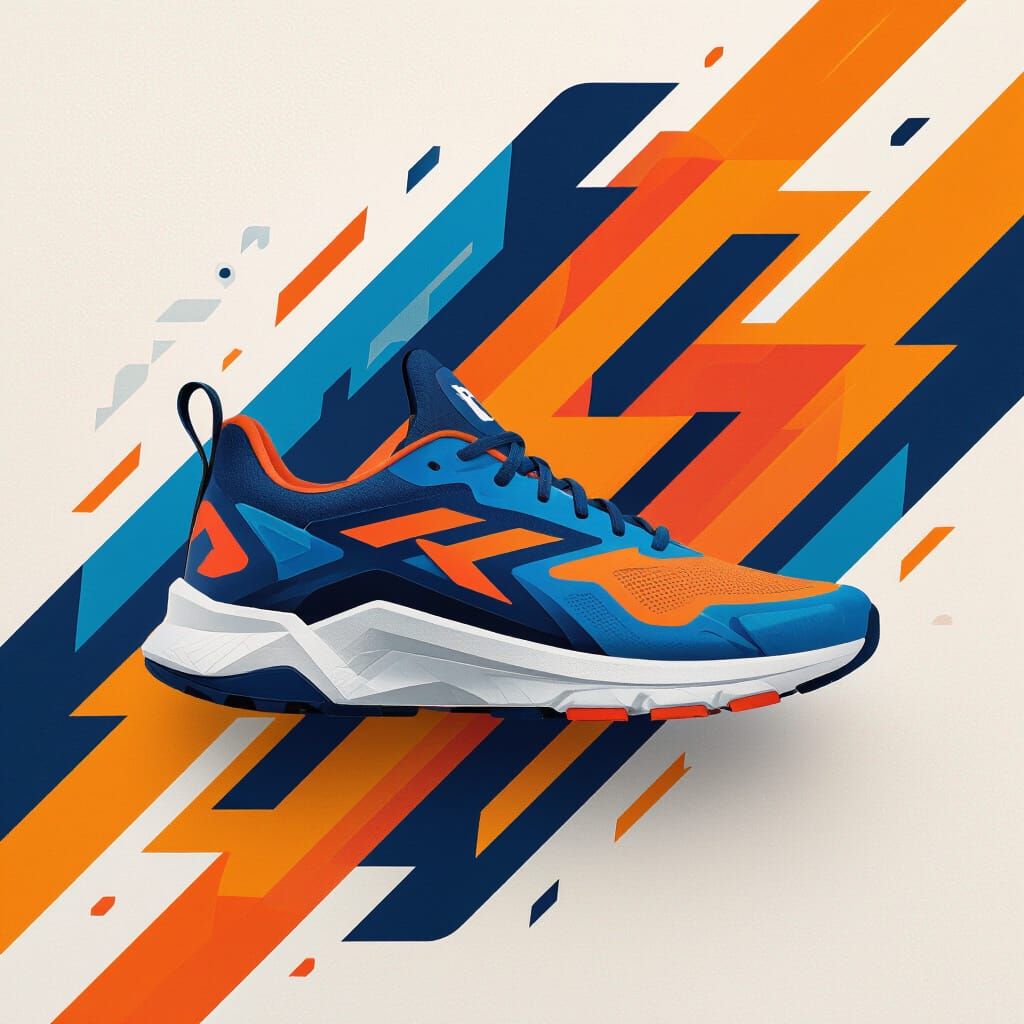 Modern Geometric Sneaker Brand Logo Design