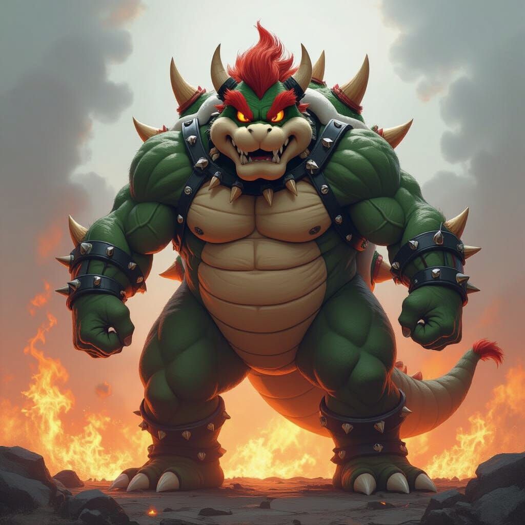 Bowser in Flames: An Epic Fantasy Illustration