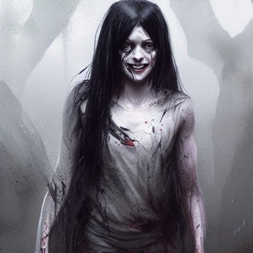 Sinister Girl with Red Eyes in Fantasy Style