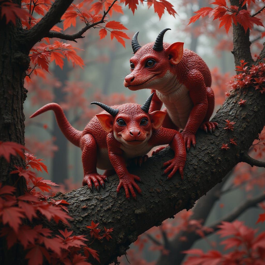 Scarlet Monkey Devils in an Alien Forest