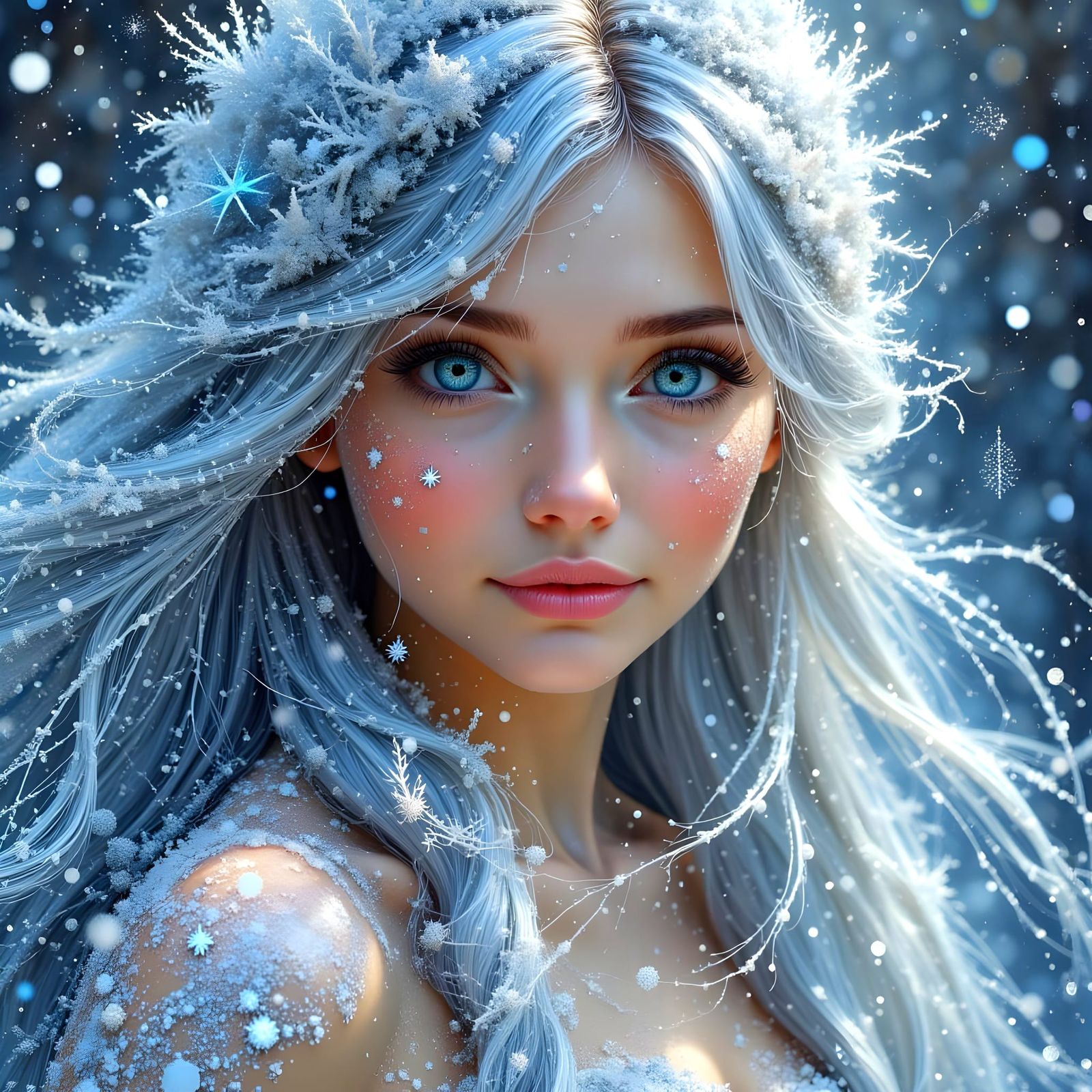 A Nordic Princess in Winter Wonderland Oil Painting