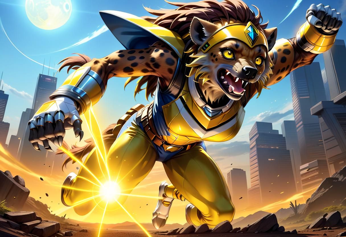 Gigantic Hyena Power Ranger in Anime Style
