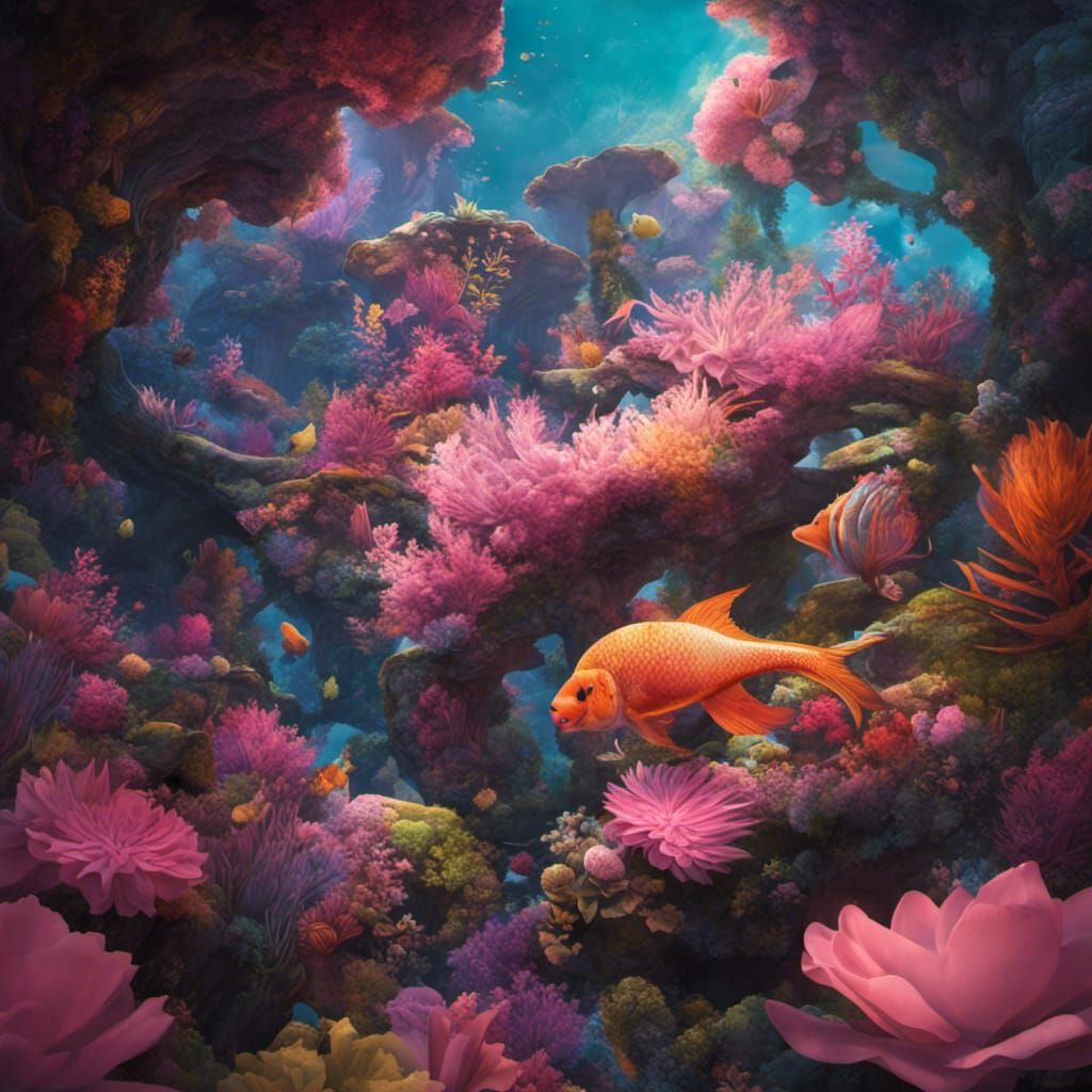 Aquatic Mermaid in Lyrical Abstraction Style