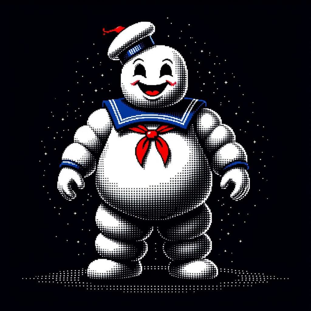 Stay Puft Marshmallow Man Dotwork Art