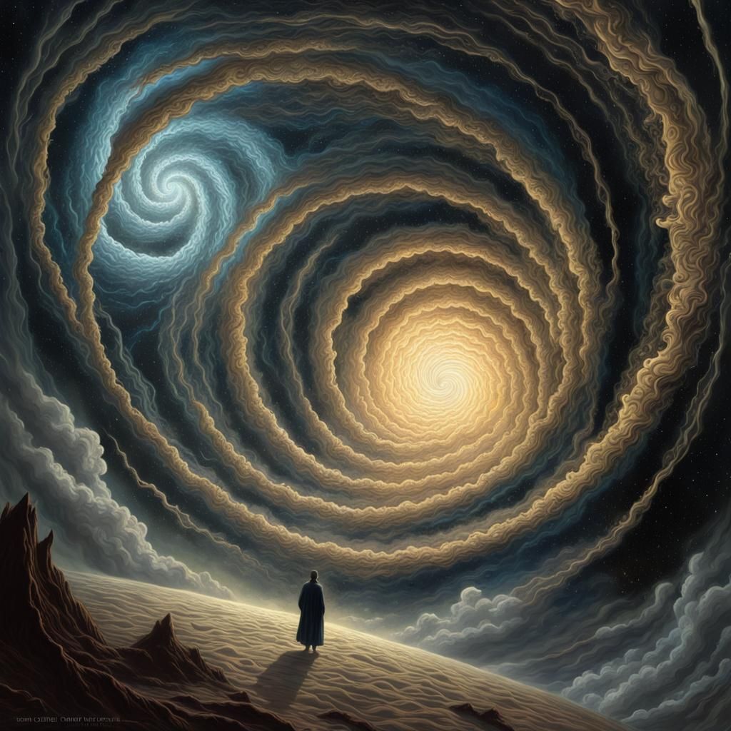 Horrific Time Vortex in Space, Engraving Style