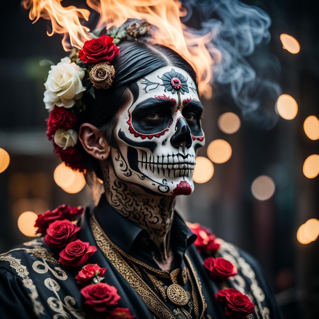 Smokey Santa Muerte Portrait: Professional Photography