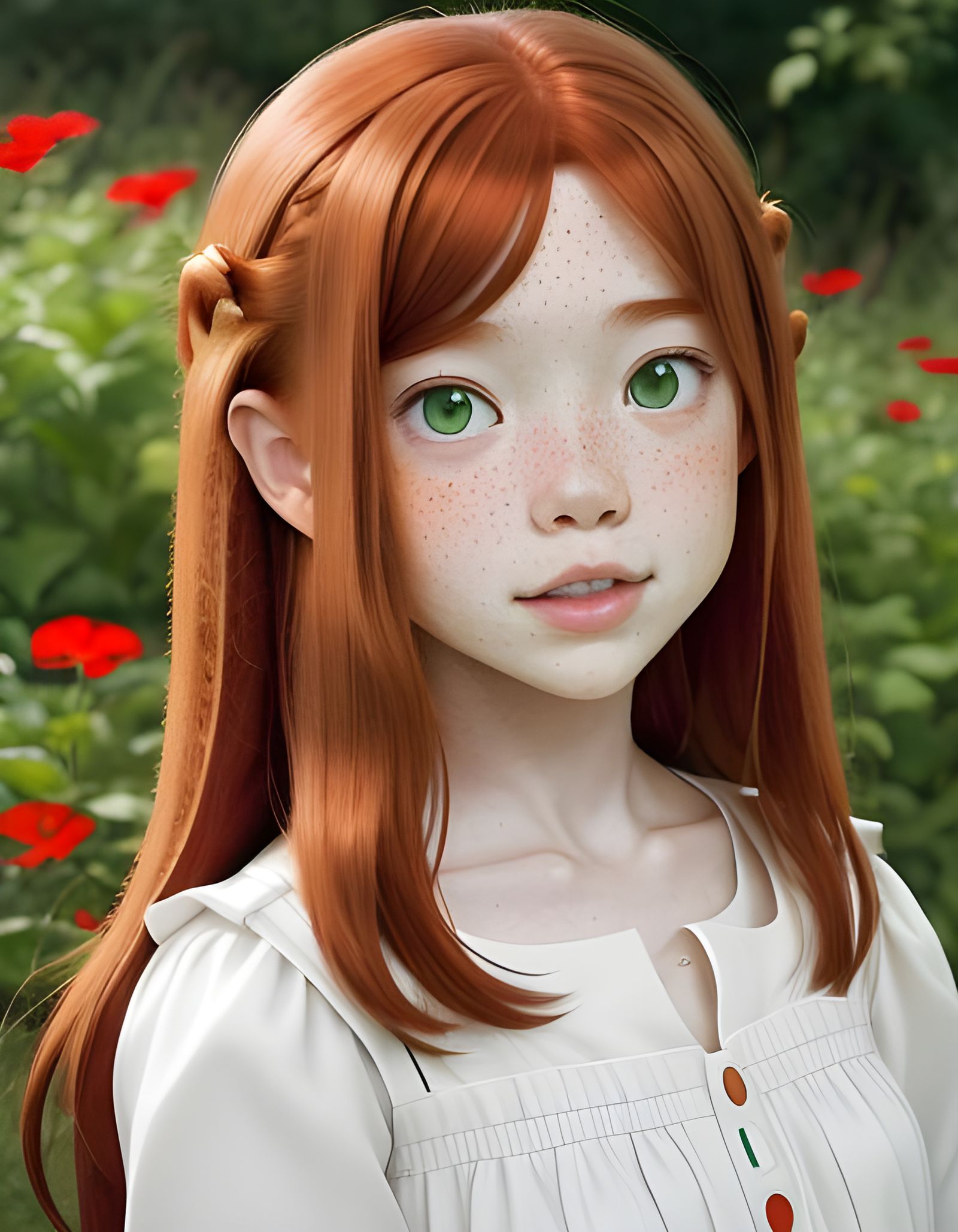 Girl with Auburn Hair and Green Eyes