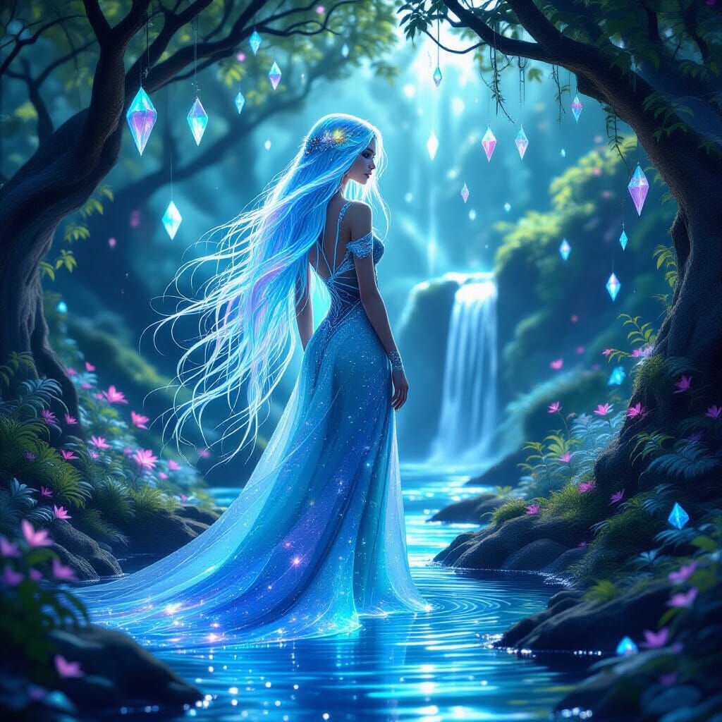 Ethereal Alien Woman in a Glowing Grove
