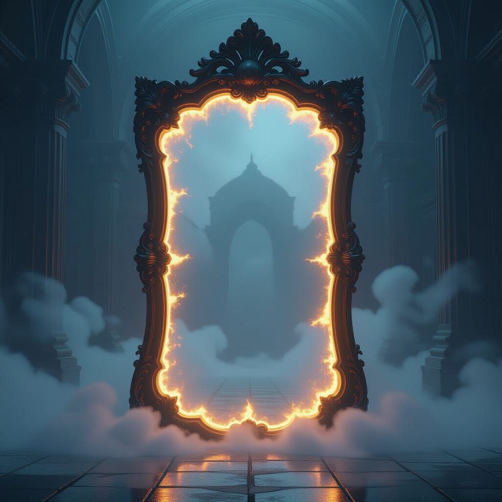 Ornate Fantasy Mirror Portal to Infinite Space