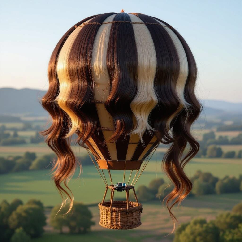 Surreal Hot Air Balloon Made of Human Hair