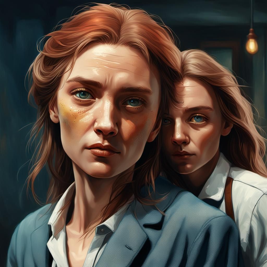 Detailed Portrait with Electric Blue and Yellow Lighting