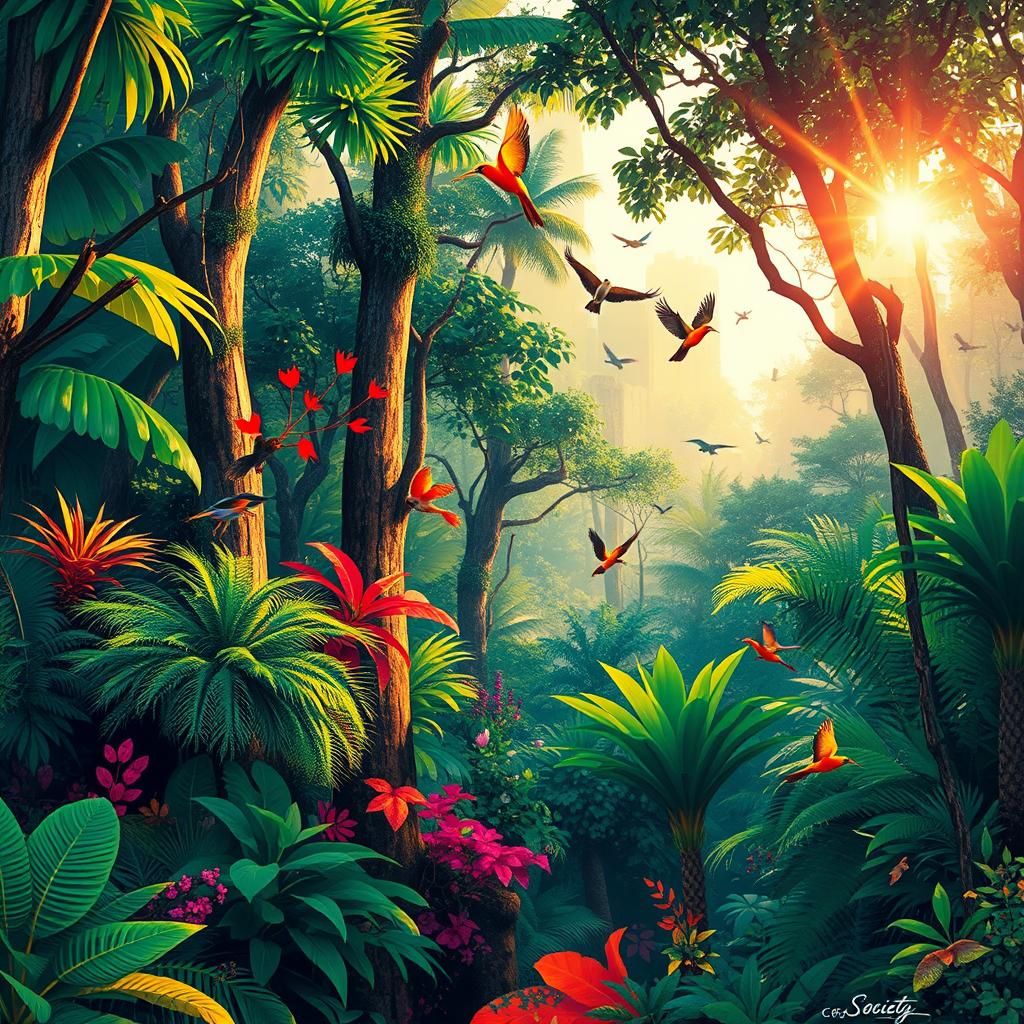 Graffiti Art Meets Wildlife in Vibrant Forest