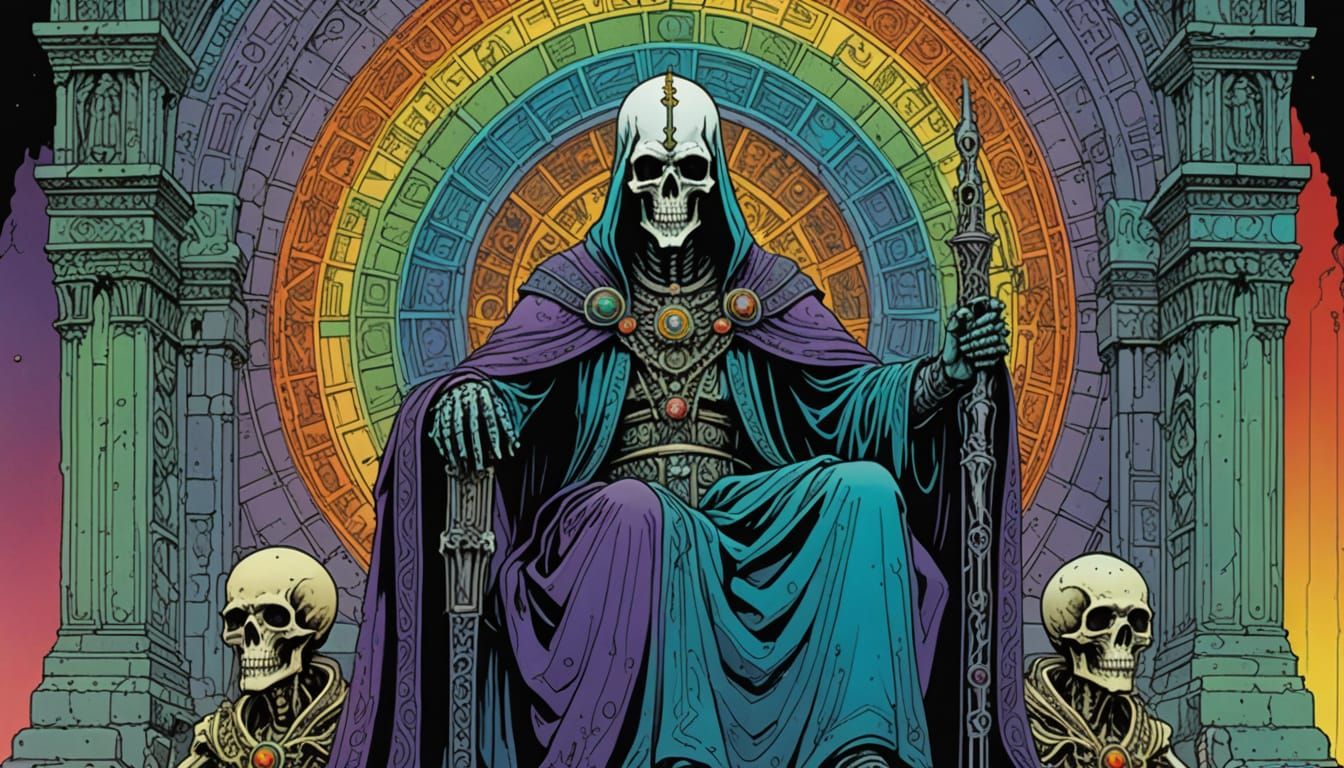 Surreal Lich Throne in Vibrant, Detailed Darkness