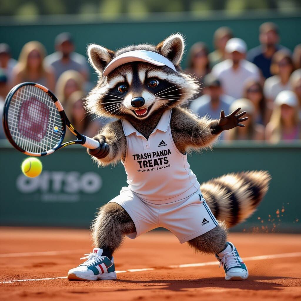 Raccoon Tennis Star Serves Up Fun on Clay Court