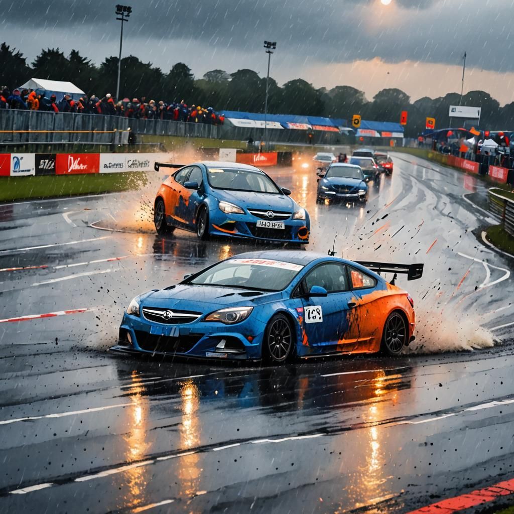 A BTC-T Vauxhall Astra Coupe racing car on the racing track ...