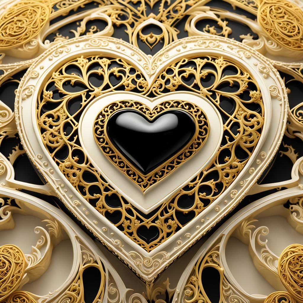 Ornate Fractal Heart in Opulent Colors