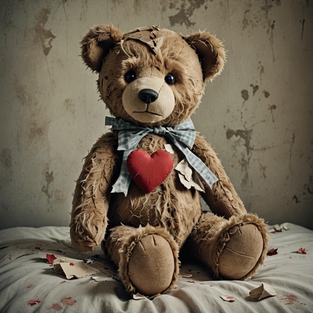 Classic Teddy Bear with Broken Heart