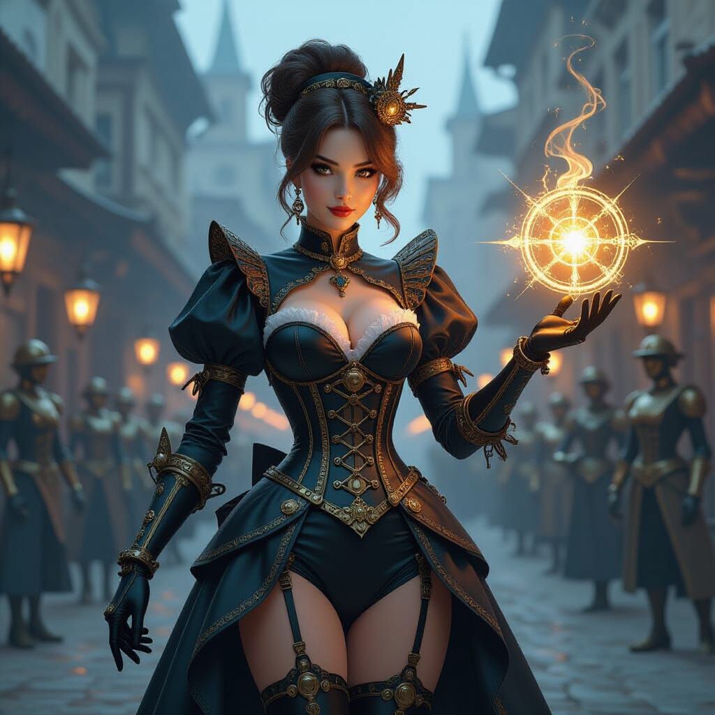 Clockwork Queen Defends Square Against Automatons