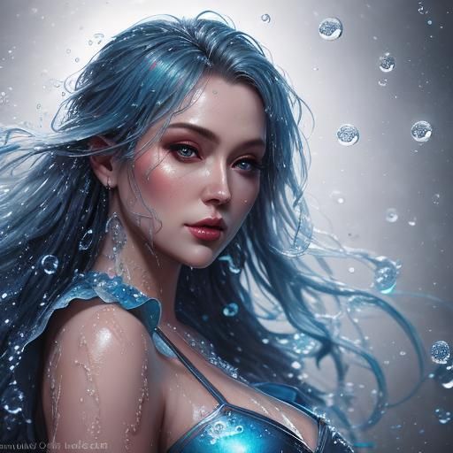 Hyperrealistic Fuzzy Babydoll in Water Drops