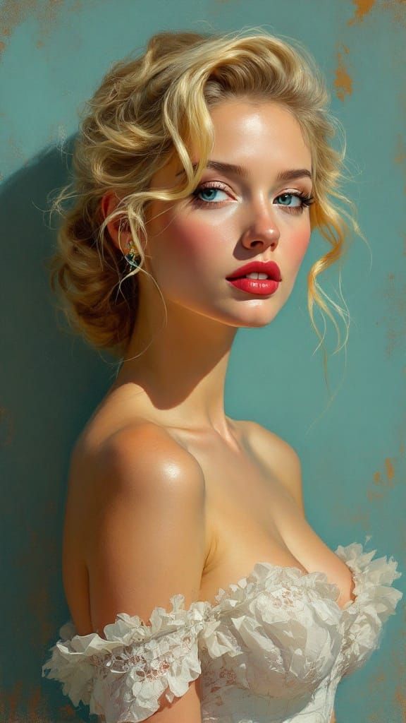 Confident 1950s Pin-Up Woman Radiates Warmth