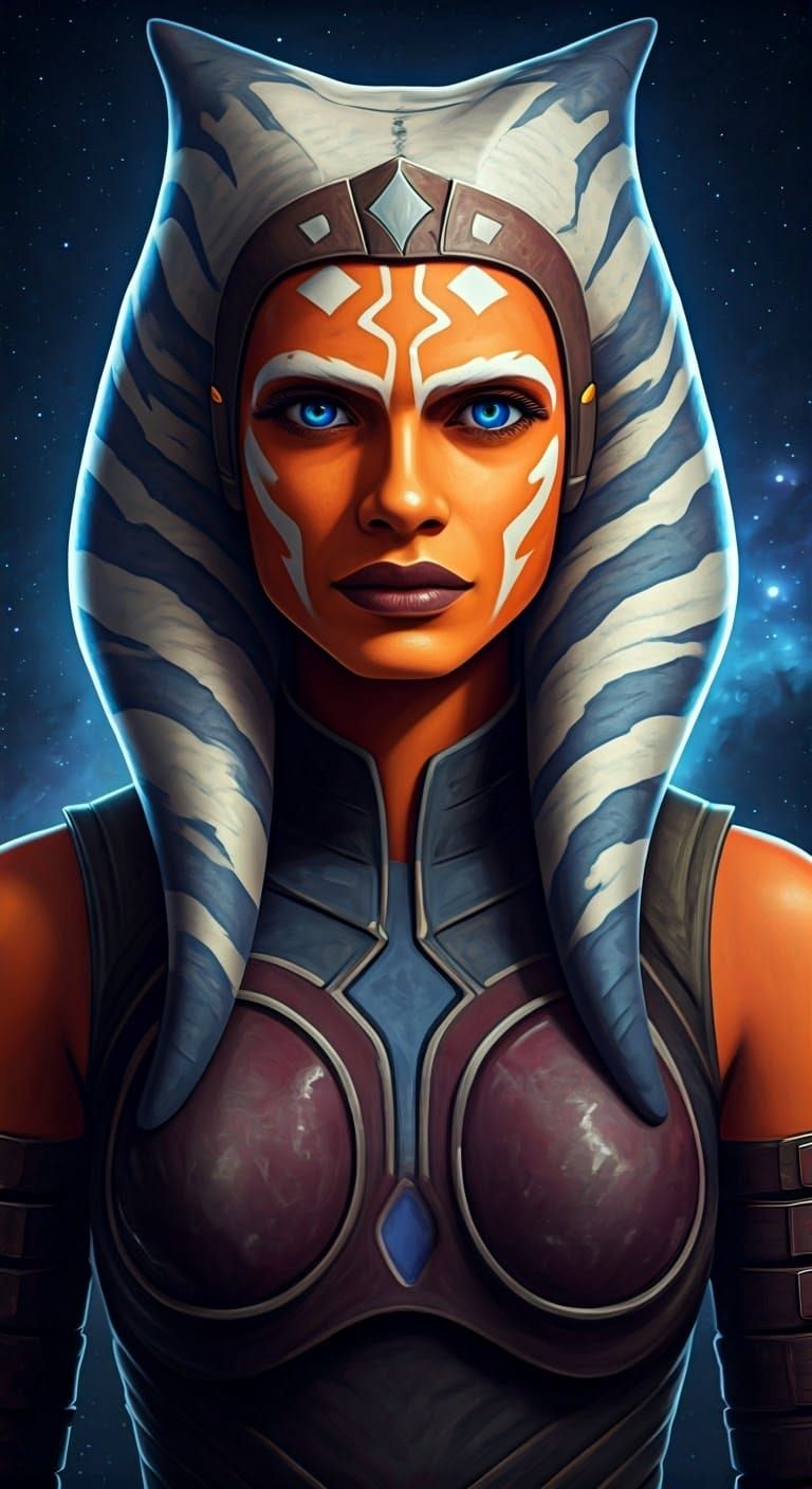 Ahsoka Tano in Cyberpunk Space Opera Style