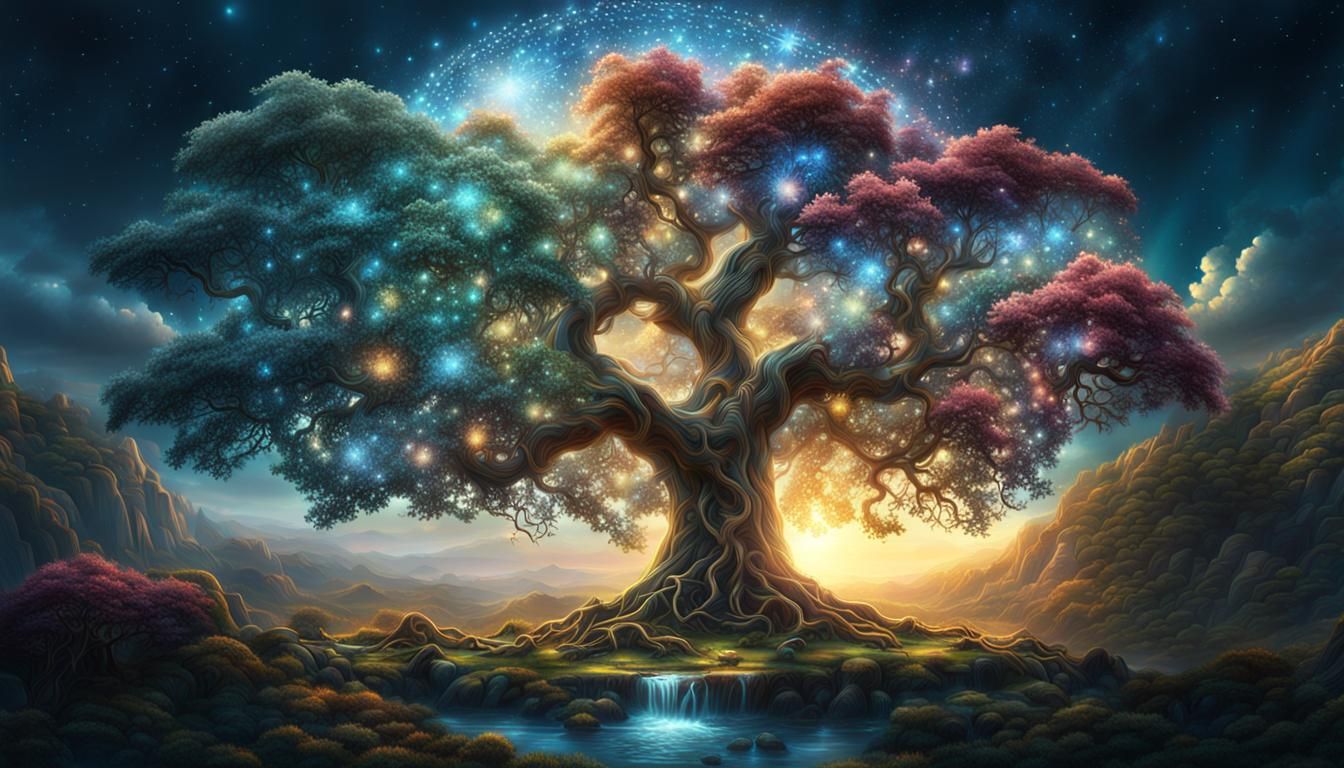 Epic Sparkling Tree of Life Digital Painting