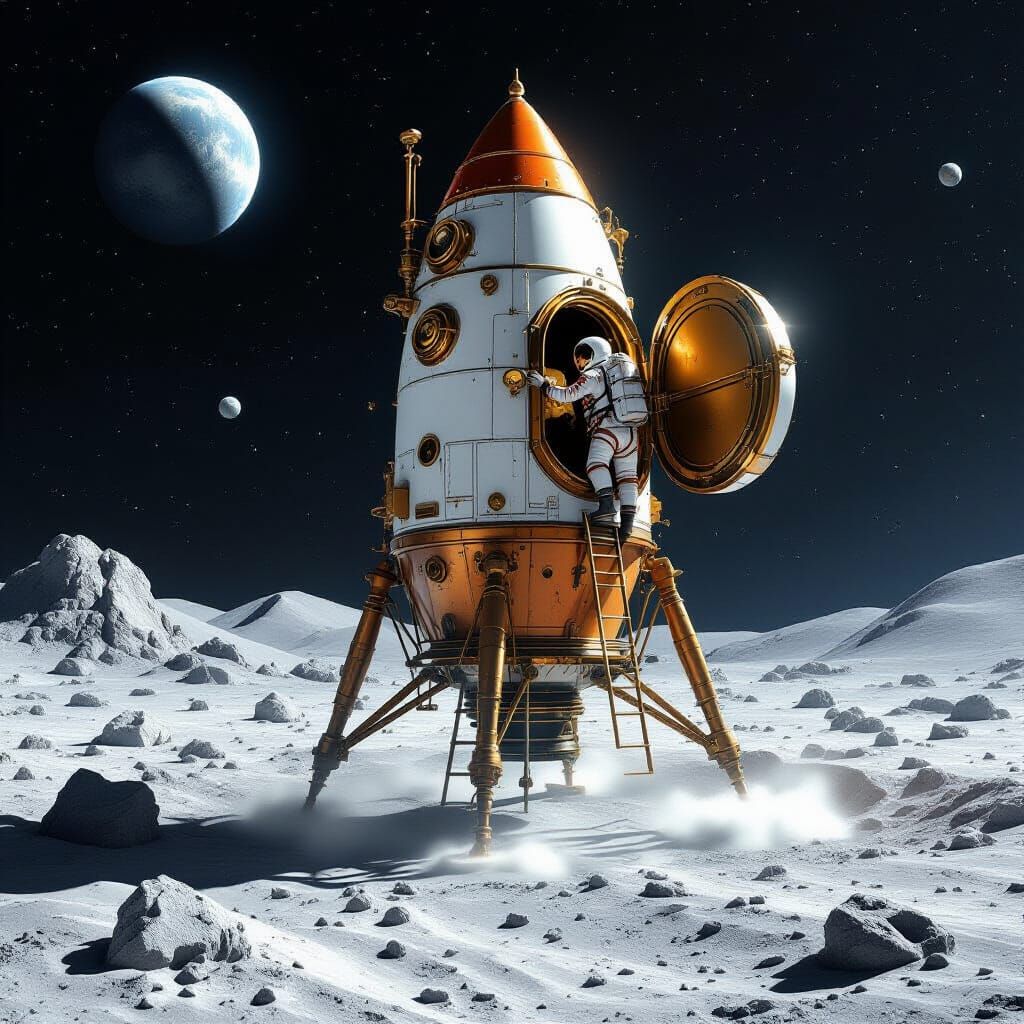 Steampunk Rocket Lands on the Moon