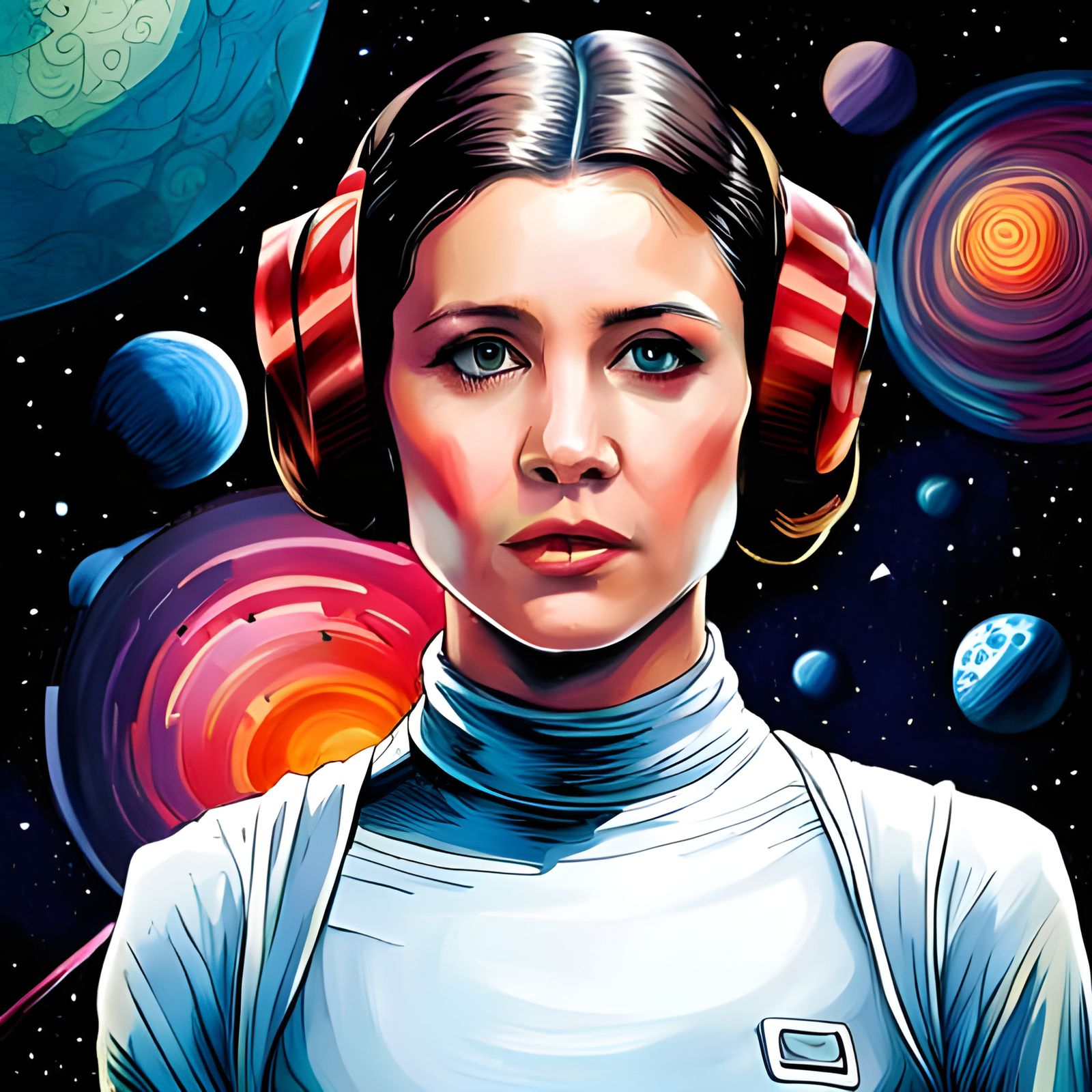 Happy Princess Leia Portrait in Space