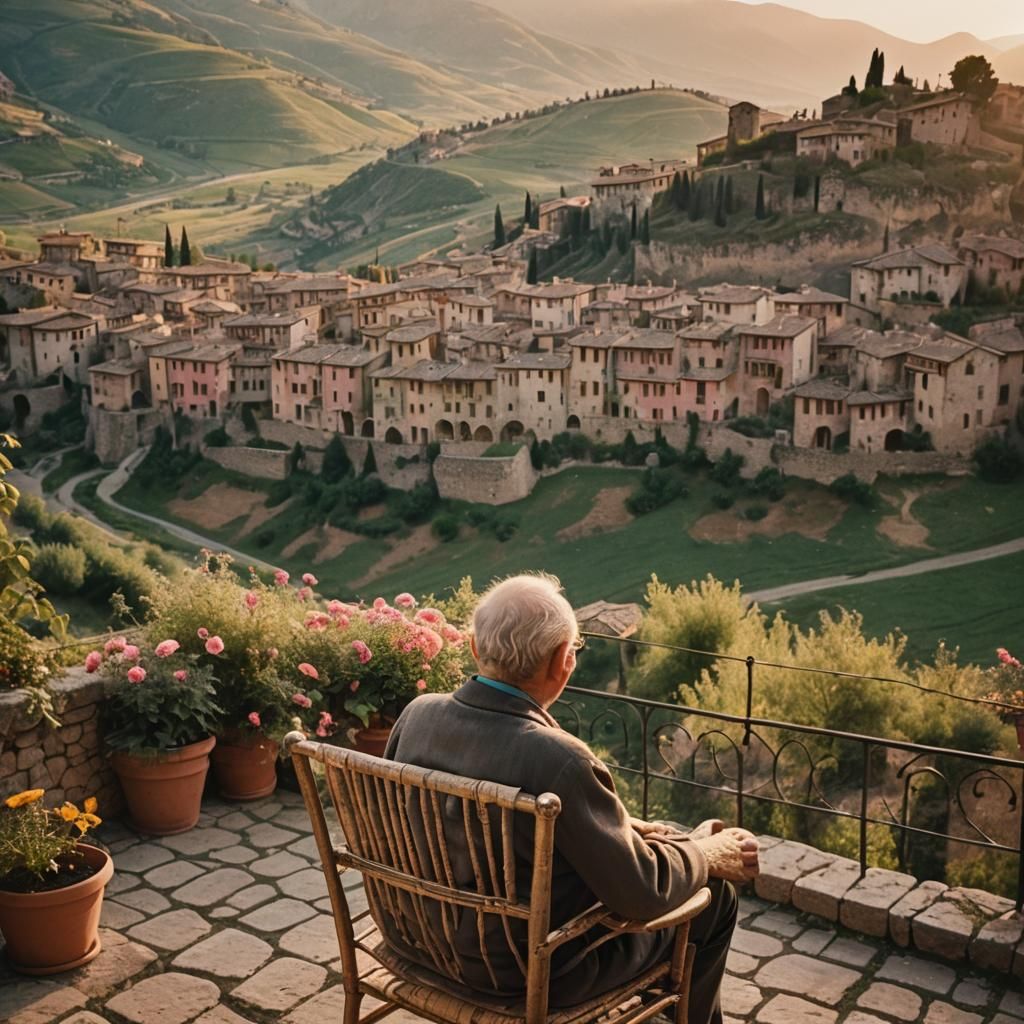 Nostalgic Italian Sunset: A Cinematic Still