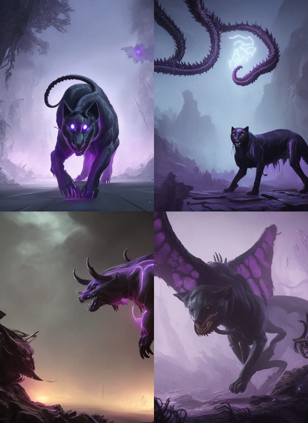 Ethereal Four-Eyed Panther in Eldritch Style