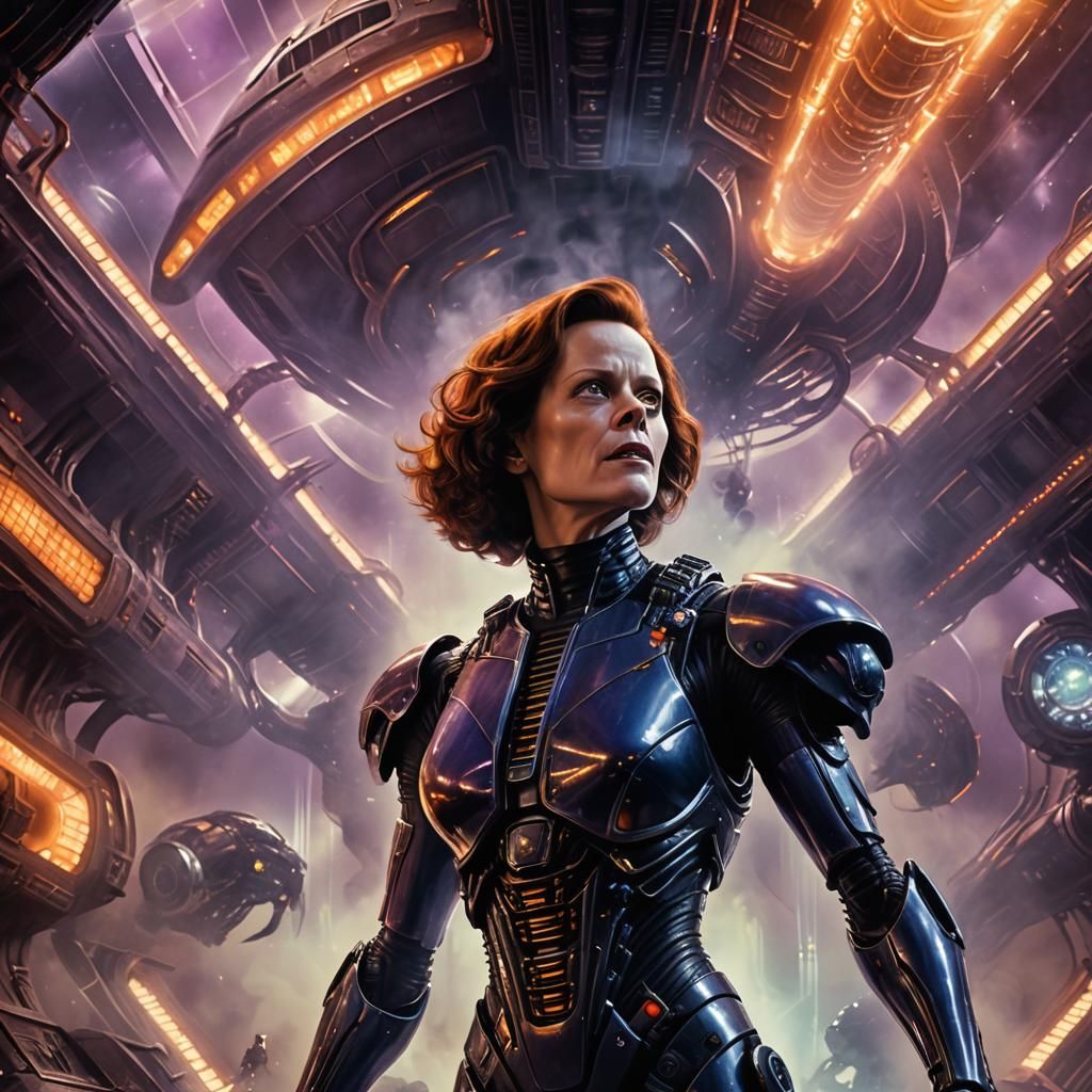 Sigourney Weaver Sings to Alien: Digital Art