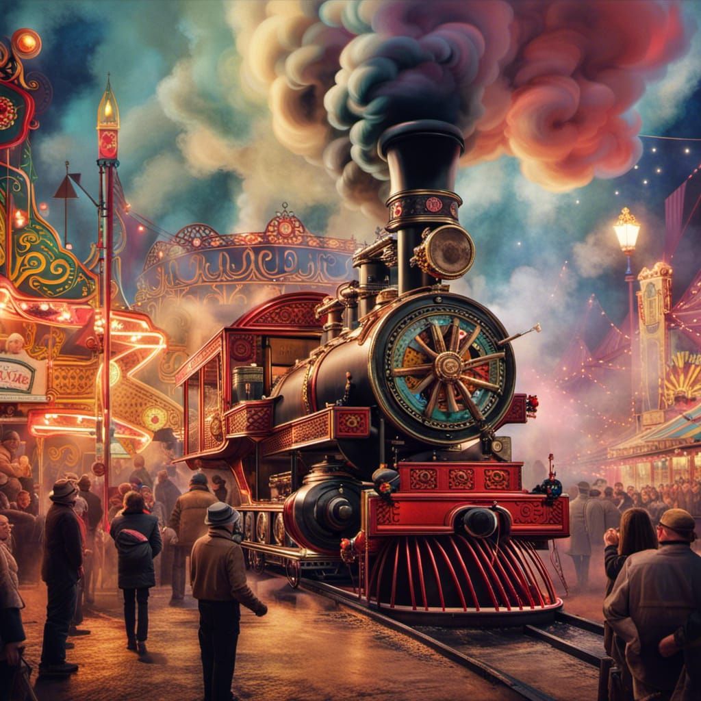 Vintage Fairground with Showman's Steam Engine