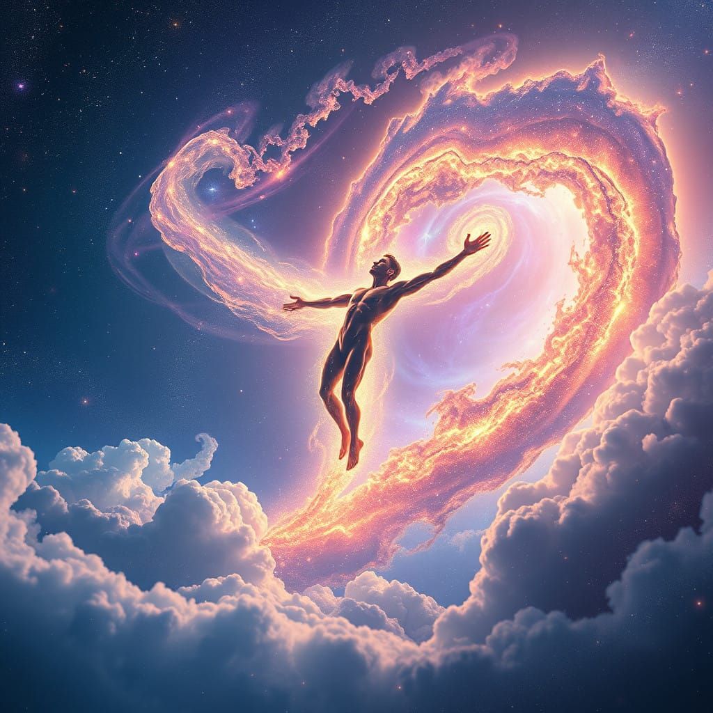 Ethereal Astral Body Soars Through Andromeda in a Dreamlike...