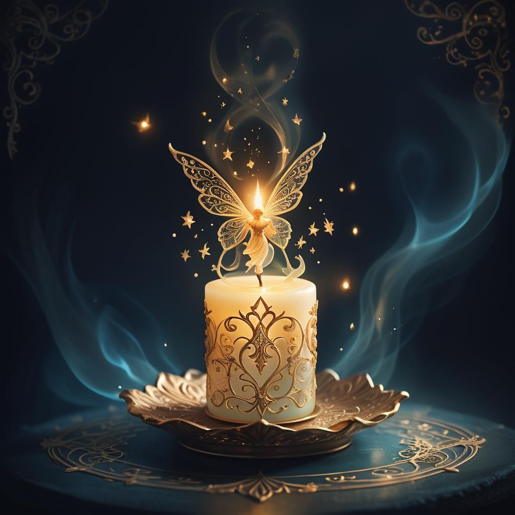 Ethereal Fairy Dancing Within a Candle Flame