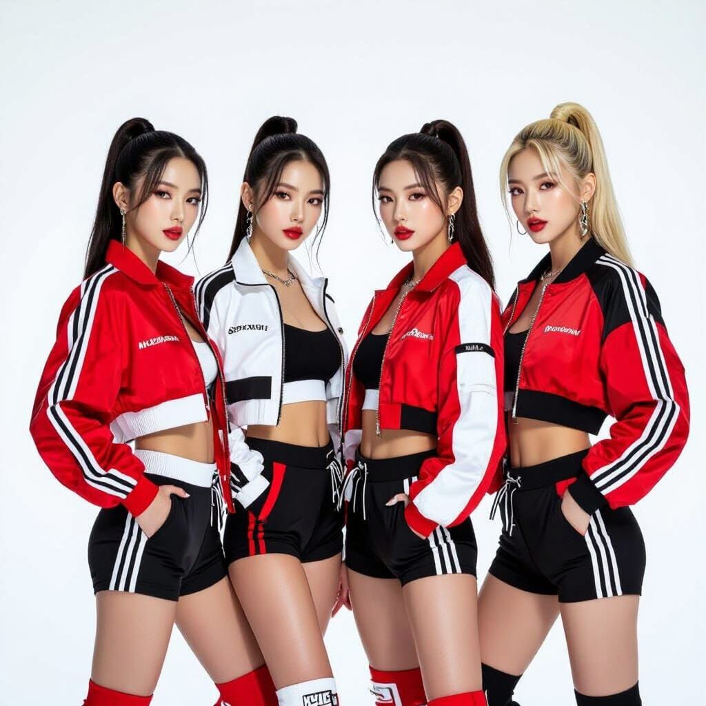 K-Pop Group Photo Shoot in Bright White Studio