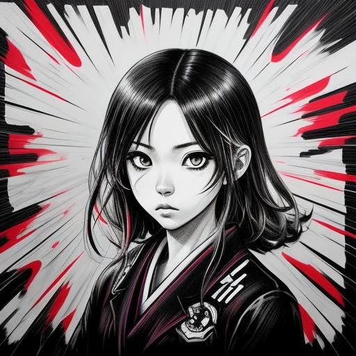 Japanese Schoolgirl Fights Police in Manga Art Style