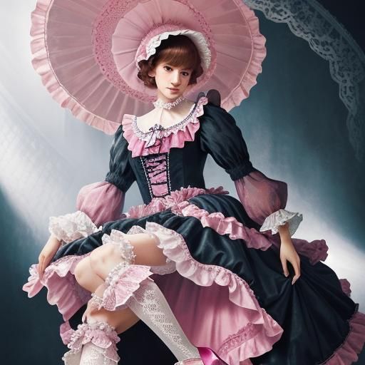 Ditzy Sissy Girl in Pink Lace About to Fall